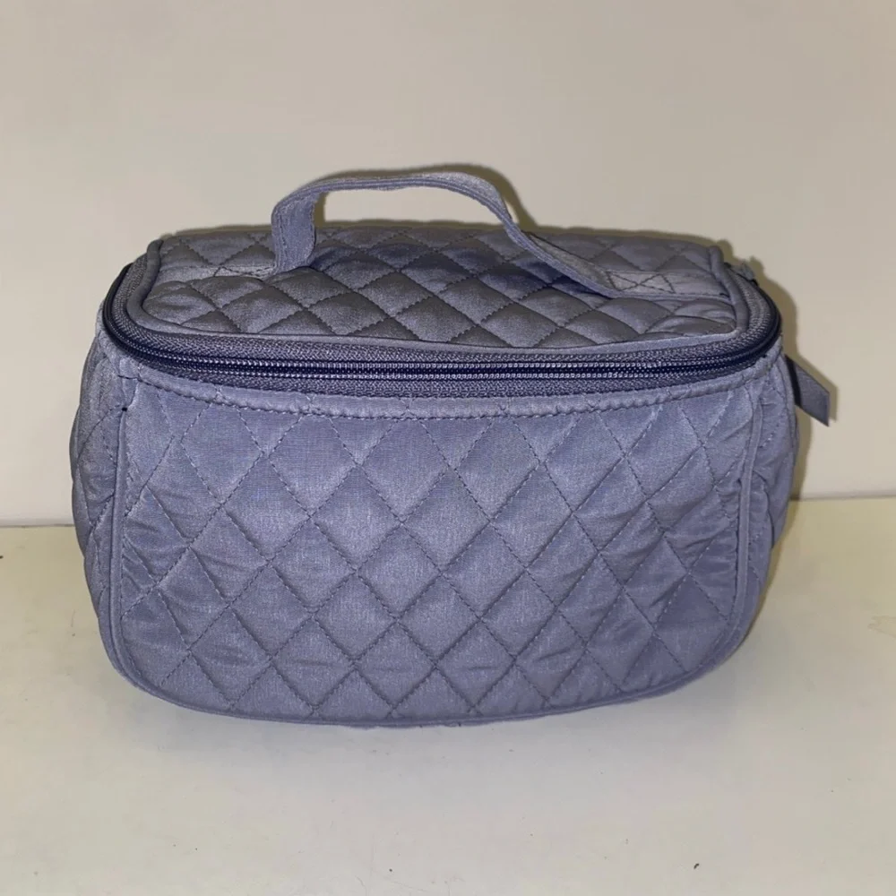 Vera Bradley Travel Cosmetic Case with Top Handle Carbon Gray